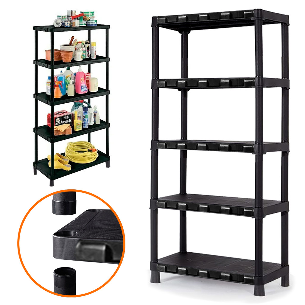 Estante Modular Com 5 Prateleira Plástica Organizador Para Casa Escritório Lavanderia Cozinha