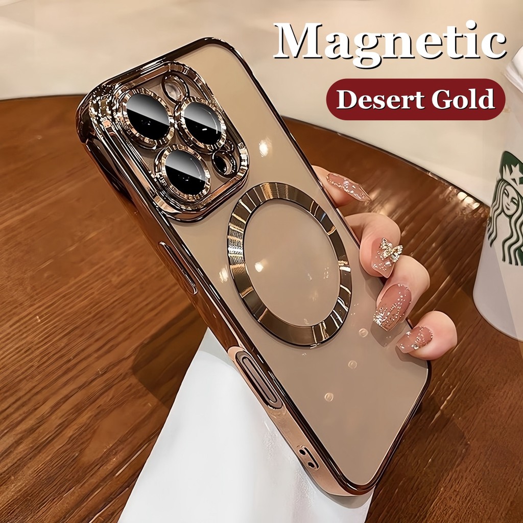 Deserto Titânio Transparente Magnético Caso De Telefone Para IPhone 16 Pro Max 12 13 14 15 16 Plus Embalagem Macio Tpu Capa