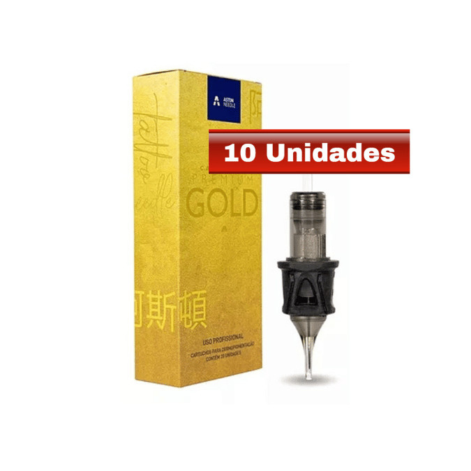 10 Cartucho Universal Premium Gold para Tatuagem Traco ou Pintura