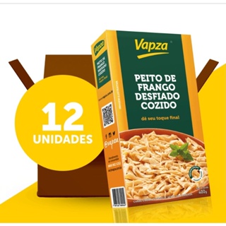 Kit 12 Peitos de Frango Desfiado Cozido 400G Vapza em Oferta na Shopee