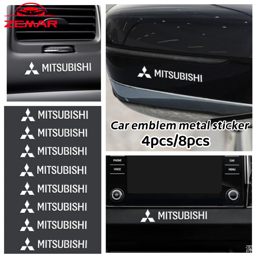 4/8 Unidades Logotipo Do Carro Mitsubishi Adesivo De Metal 3D Decoração Criativa Janela De Automóvel Acessórios Interiores Da Porta Fhshion Para Lancer Asx L200 Pajero Outlander Eclipse Cross em Oferta na Shopee