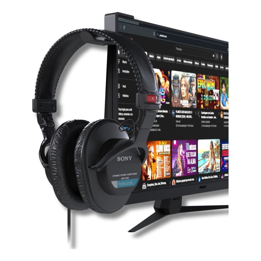 Suporte Fone Headphone Headset De Tela Tv Monitor Universal