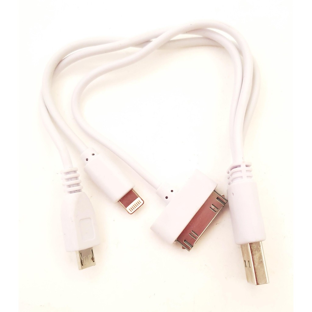 Cabo USB 3 em 1 para Micro USB V8 Iphone Ipod Ipad 20cm