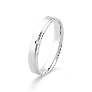 Aliança de Prata 925 Quadrada com Friso e Zircônia em Oferta na Shopee