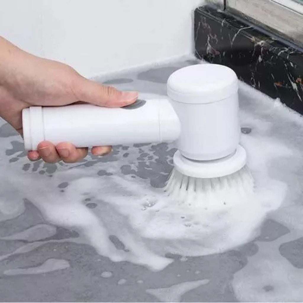 Escova Elétrica de Limpeza 5 em 1 Sem Fio Limpador Multiuso Prático Com Mais Duas Cabeças de Escova