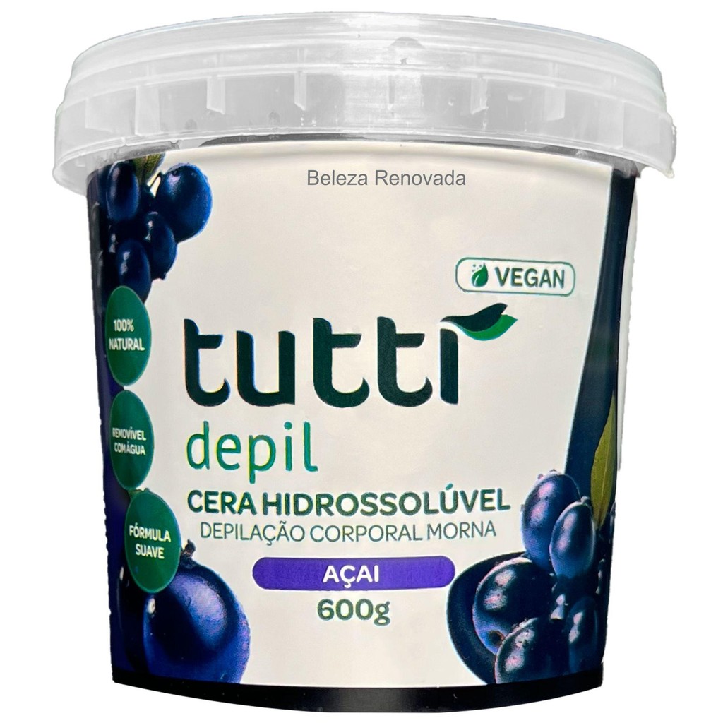 Cera Depilatória Hidrossolúvel vegano 600g Tutti Depil - Beauty