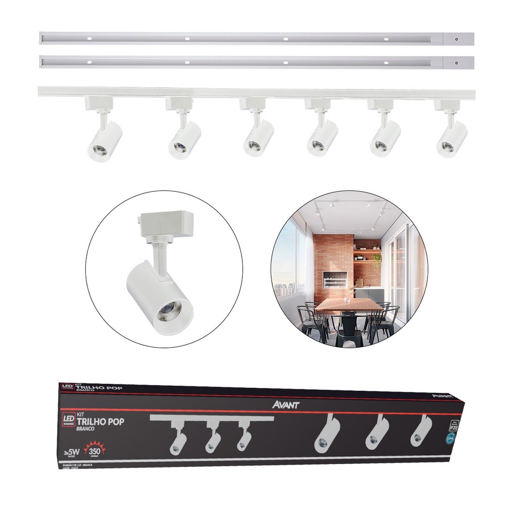 Kit trilho Eletrificado 6 Spot Led + 2 Metros de Trilho Pop 30w 6500k Branco Frio 110v/220v Branco Cod: 251931397-2 em Oferta na Shopee