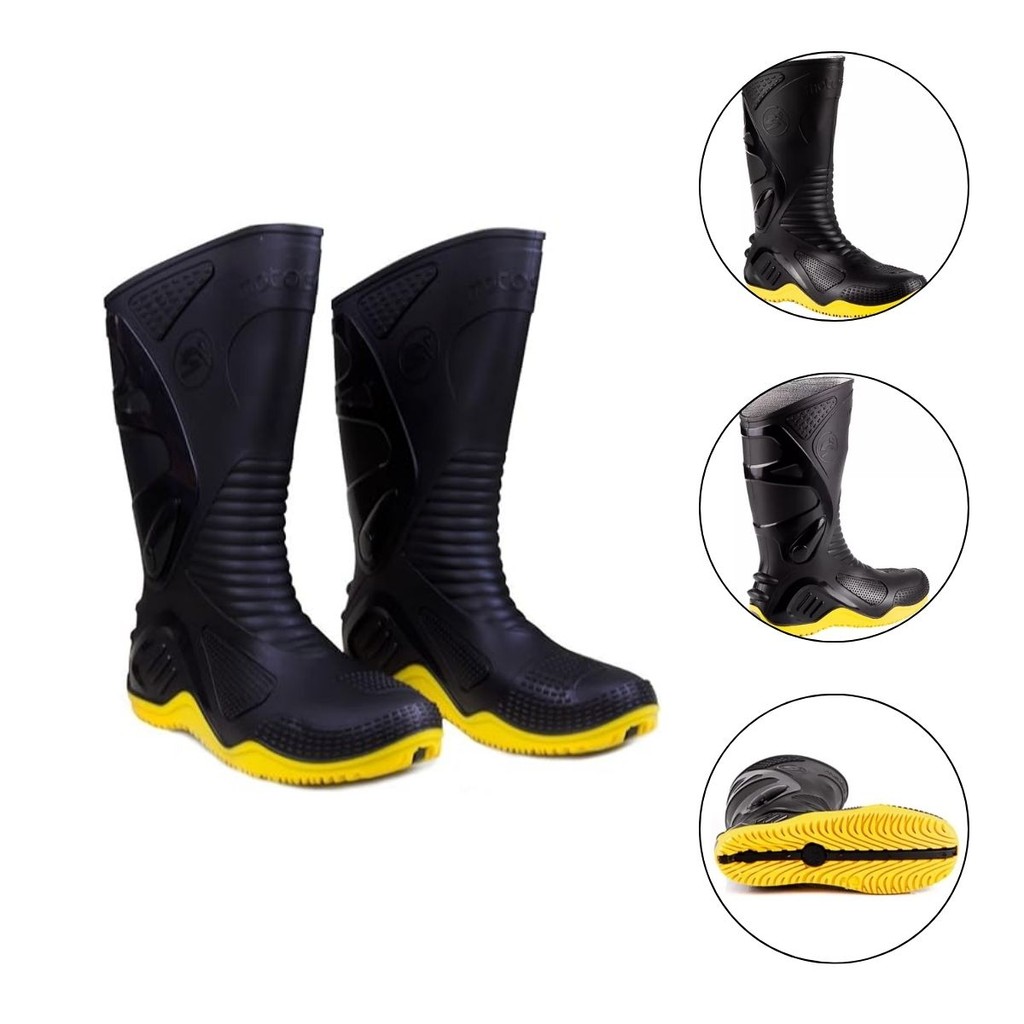 Bota Impermeável PVC Com Forro Cano Longo Motosafe Amarela em Oferta na Shopee