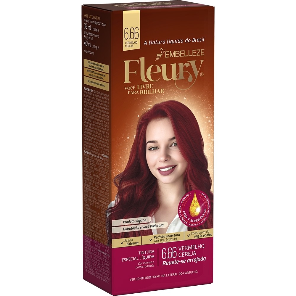 Tinta de Cabelo Fleury Vermelho Cereja 6.66 em Oferta na Shopee