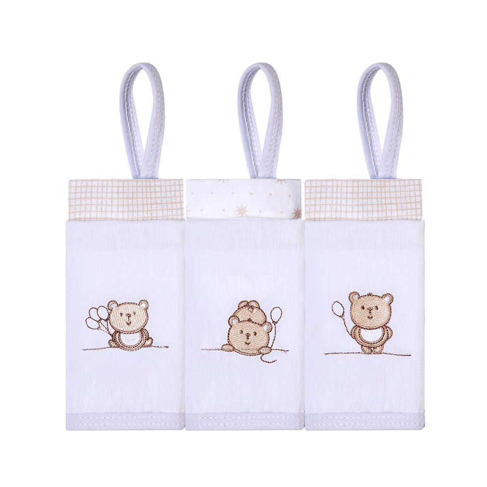 Kit Pano De Boca Bordados Papi Prendedor Ted Balão - 3 Peças em Oferta na Shopee