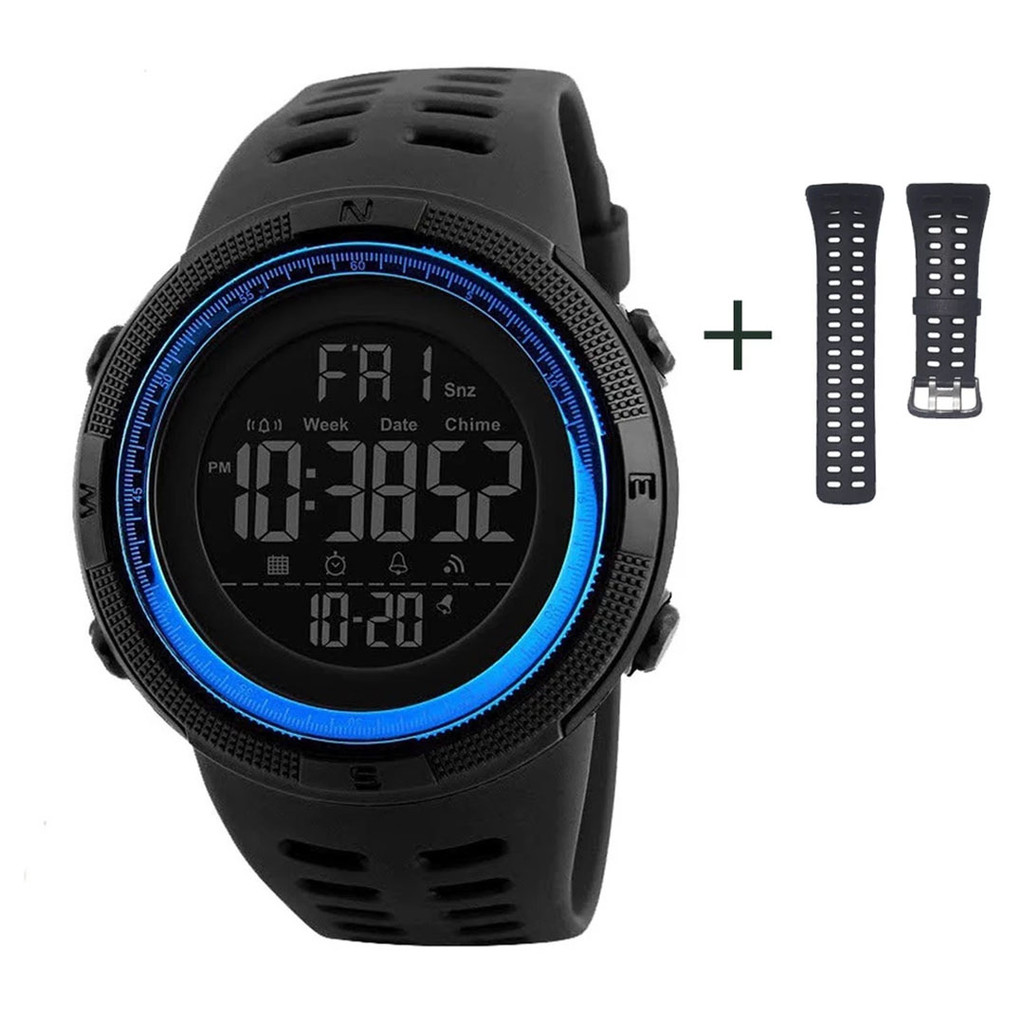 Relógio Masculino Skmei 1251 Esportivo A Prova D'Água Azul + Pulseira de Reposição Extra