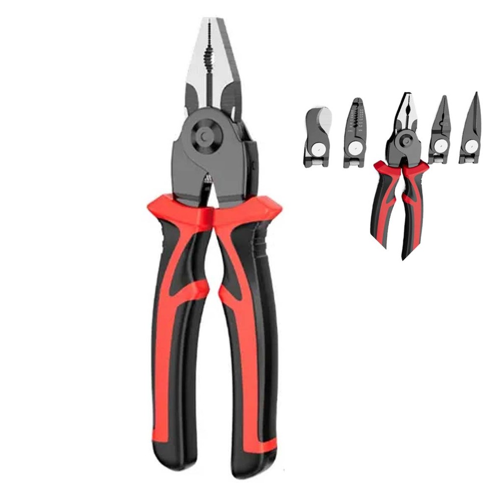 Alicate Ferramenta 5 em 1 Obra Construçao Eletricista Hidraulico Ferramenta Desencapagem Crimpagem Corte Cabo Fio