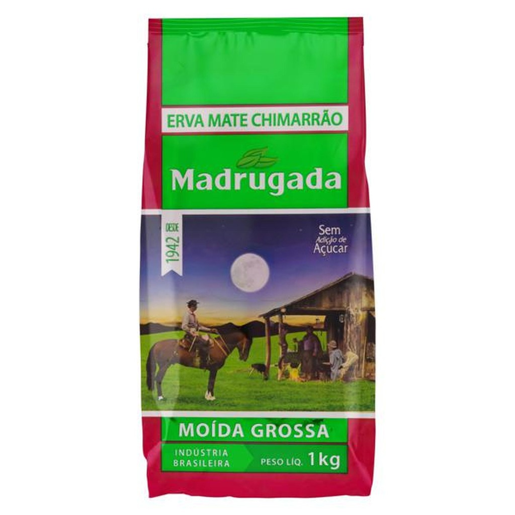 Erva mate Chimarrão MADRUGADA Moída Grossa, Mista ou Fina, Sem Glúten 1 kg