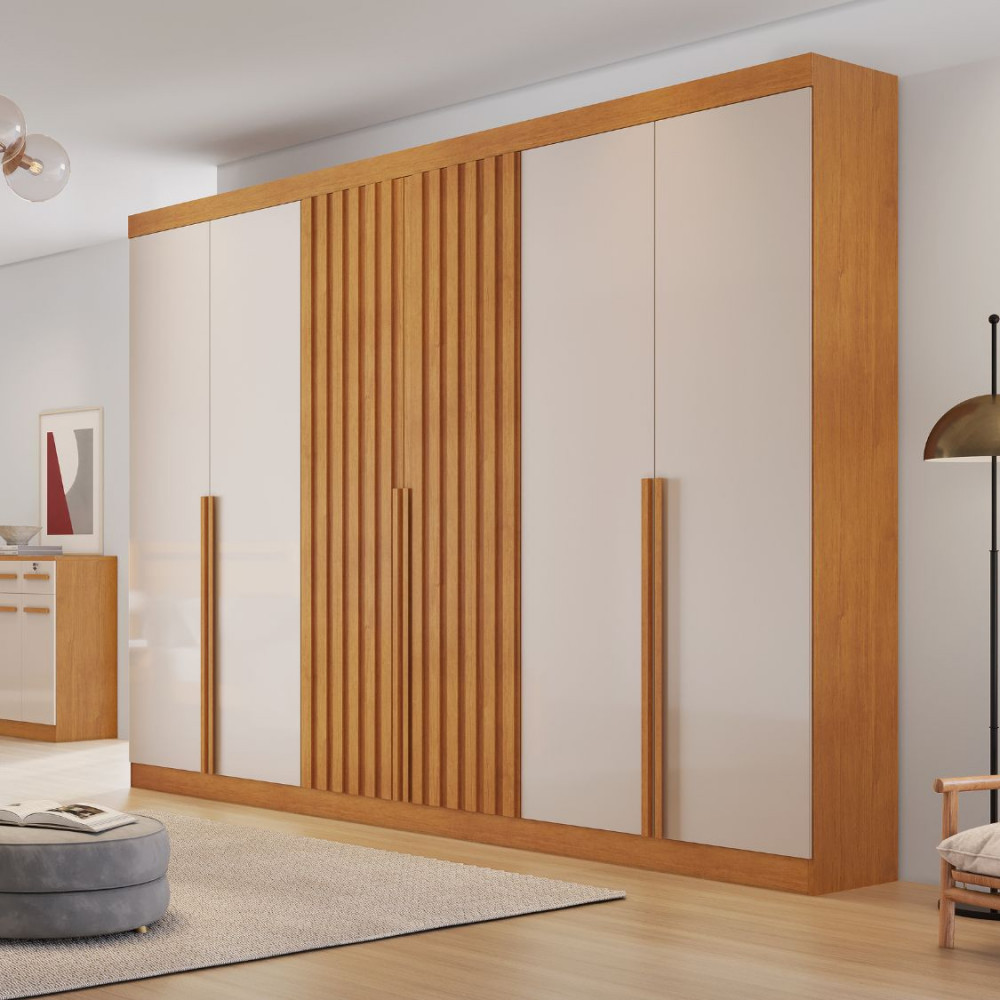 Guarda Roupa Casal Ripado 6 Portas em MDF Siena Bianchi