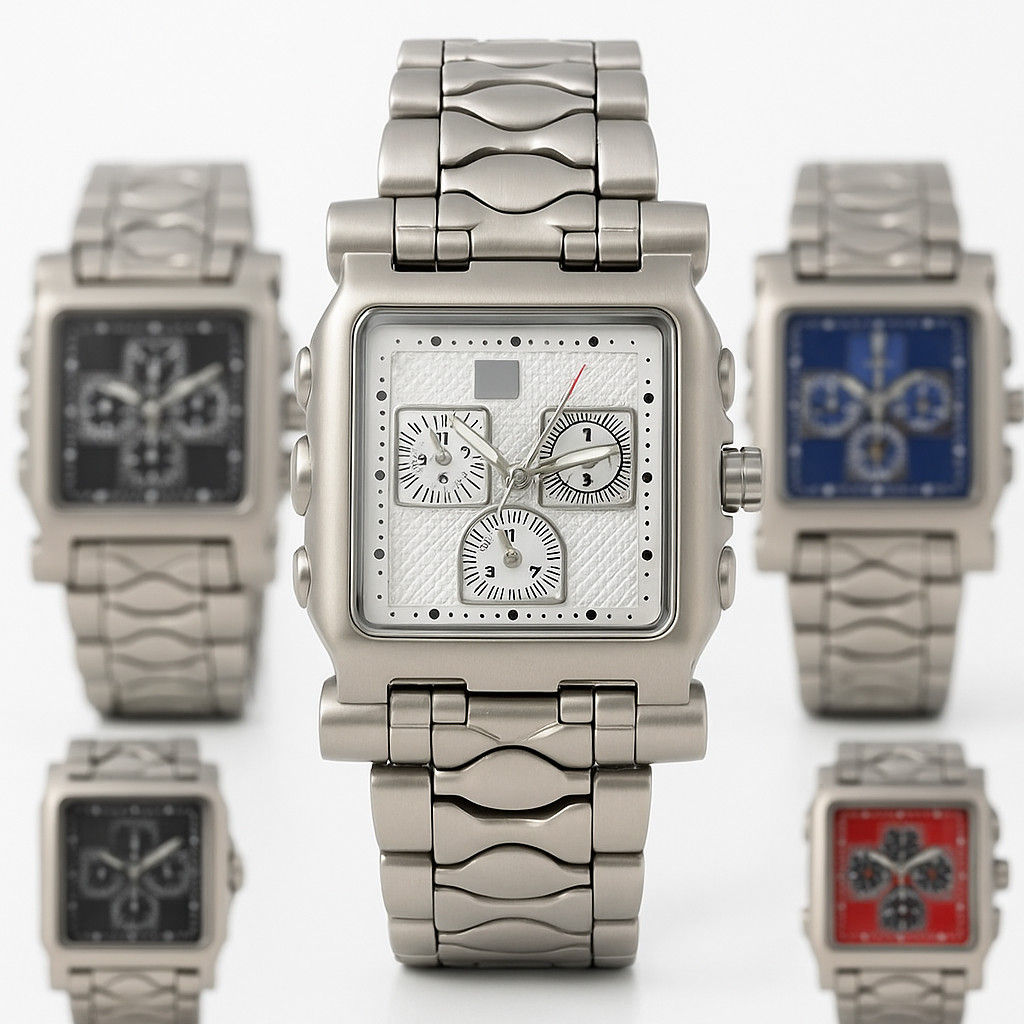 Relógio Masculino Estilo Quadrado Luxo Pulseira de Aço Inoxidável – Cronógrafo Analógico em Oferta na Shopee