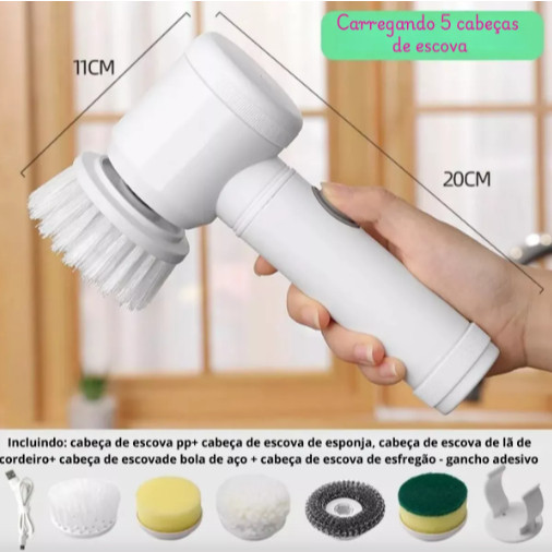 Limpeza  Escova Elétrica Recarregável Portátil 5 Em 1 e 3 Em 1 Sem Fio.