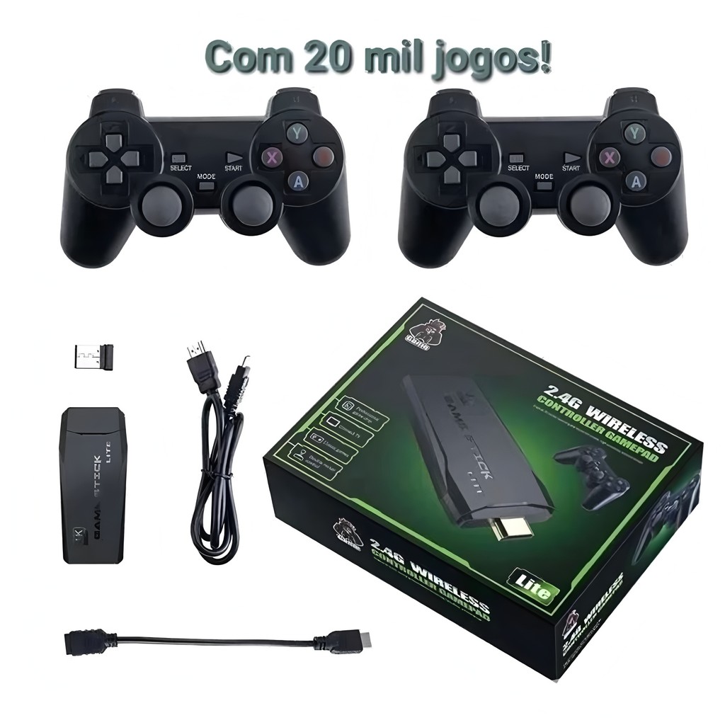 Imagem Bastão De Videogame 4K Com 20000 Jogos 64gb 2 Controladores Sem Fio Console Portátil Retrô