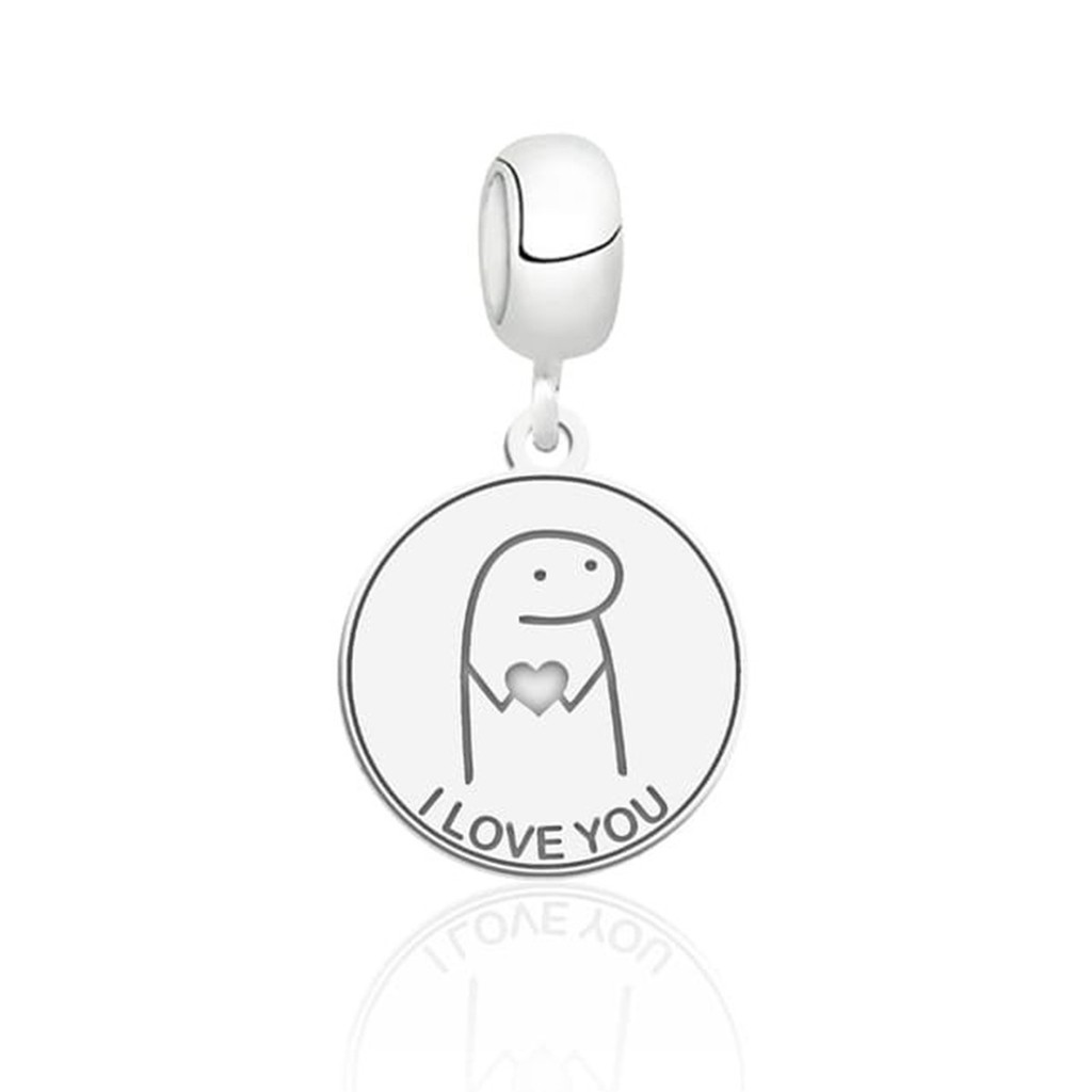 Berloque I Love You com Coração Prata 925 Joia para Pulseiras Presente Amoroso Feminino