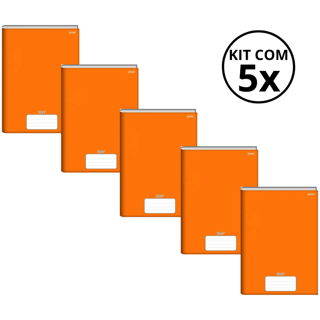 Kit Com 05 Caderno Brochura 80 Fls Capa dura - STIFF KITS:LARANJA