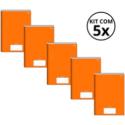 Kit Com 05 Caderno Brochura 80 Fls Capa dura - STIFF KITS:LARANJA