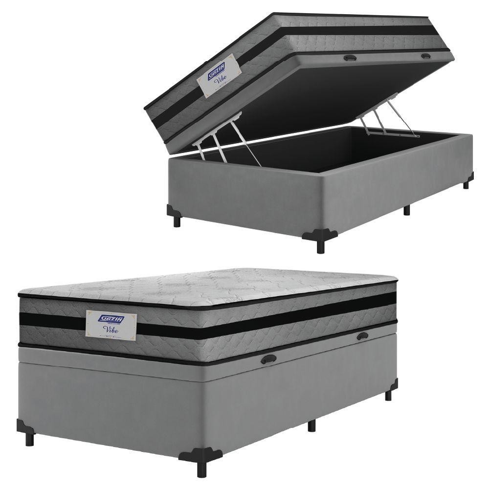 Cama Box Baú Solteiro Colchão Gazin Com Molas Ensacadas em Oferta na Shopee