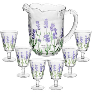 Jogo de Taças e Jarra de Cristal Lavanda Hand Painting 7 peças - Lyor em Oferta na Shopee