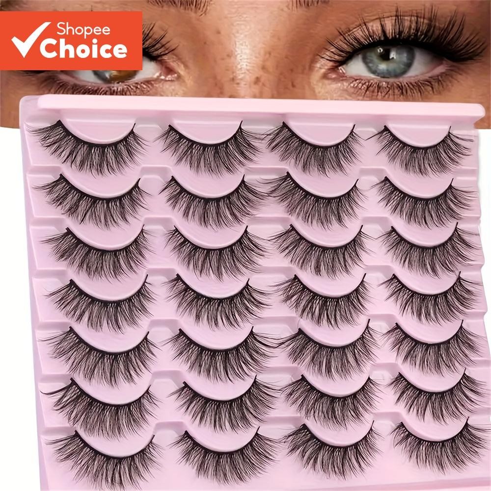 14 Pares de Pestanas Falsas 14mm Imitação 3D Pele de Vison Aparência Natural Olhos de Gato Fofos Conjunto