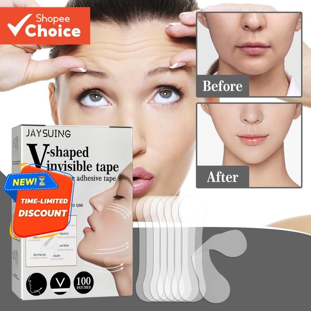 Imagem Fita Invisível Do Elevador Rosto De 100 Pces , Removedor De Rugas , Almofada Adesiva Pescoço Da Testa , Anti-Envelhecime