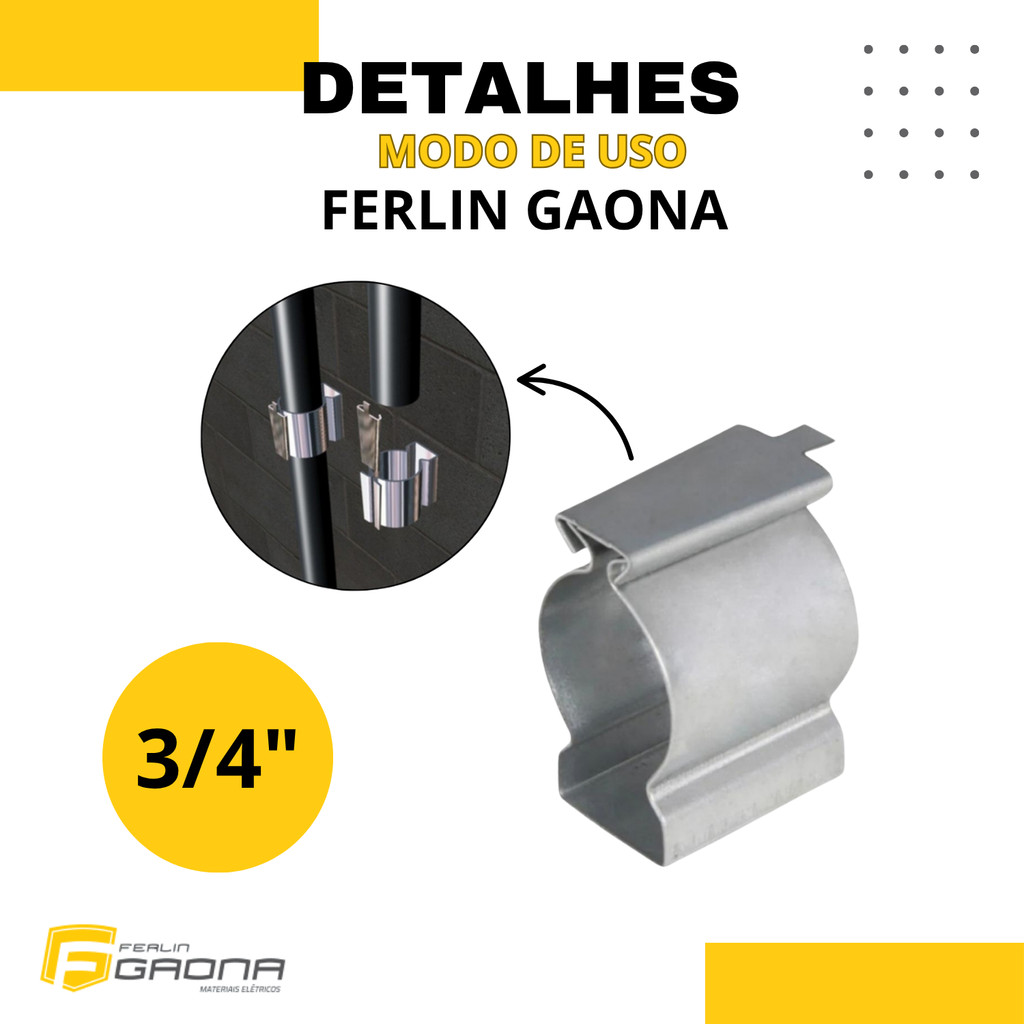 Abraçadeira D com cunha 3/4 galvanizada para eletroduto Aço Instalação Industrial kits 5 10 15 20 25 30 50