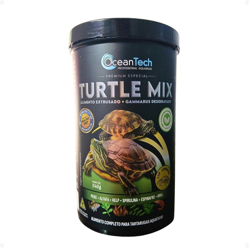 Ocean Tech Ração Turtle Mix 240g Alimento Tartaruga Aquática