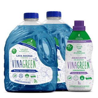 Kit Vinagreen 2 Lava Roupas Liquido + 1 Amaciante Concentrado Lavanda 1L em Oferta na Shopee