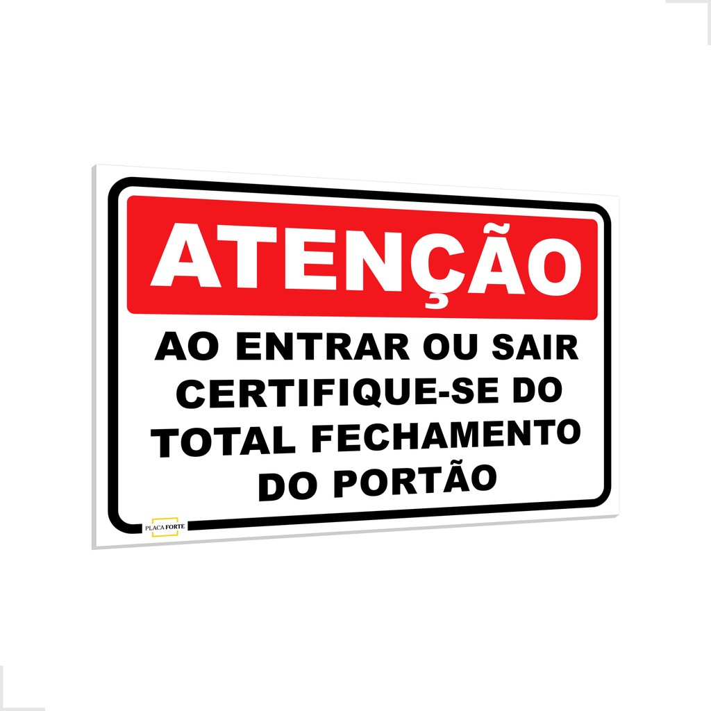 Placa Sinalização Atenção Feche O Portão Aviso Segurança 30x20cm