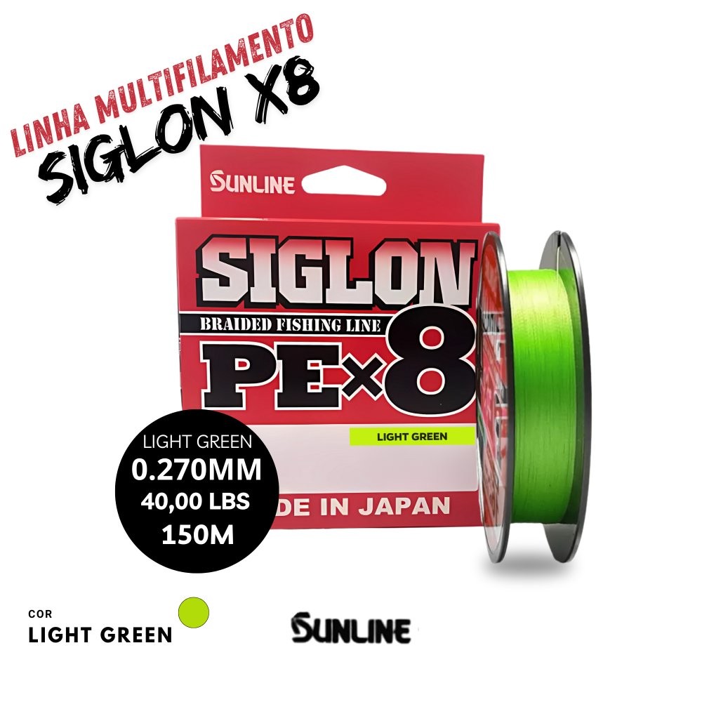 Linha Multifilamento SunLine Siglon 8x Light Green - 150m 0.27mm | 40lb