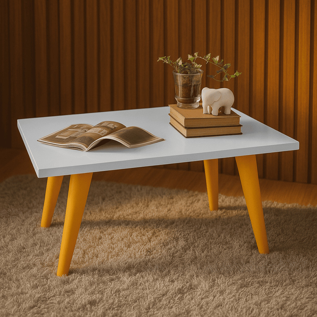 Mesa Retangular De Centro Retro Com Pés Palito PVC Caramelo Decoração Sofá Sala Modernic em Oferta na Shopee