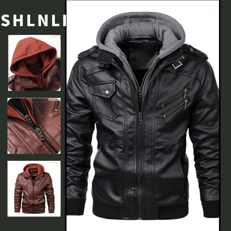 Outono Inverno Masculino Fino Zíper Jaqueta De Couro Preto Casaco em Oferta na Shopee