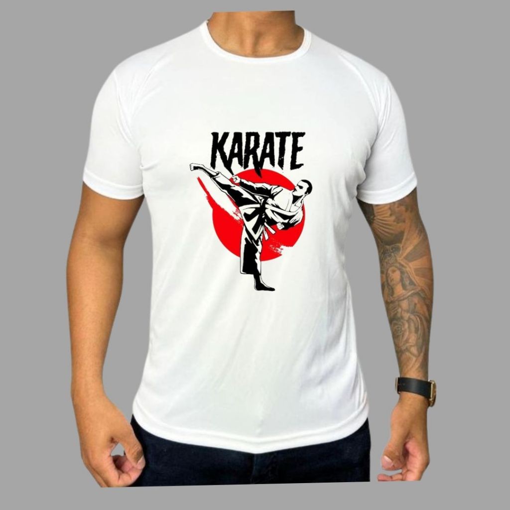 Camiseta Camisa básica camiseta  para treino academia corrida musculação personalizada luta golpe Karatê masculina femin