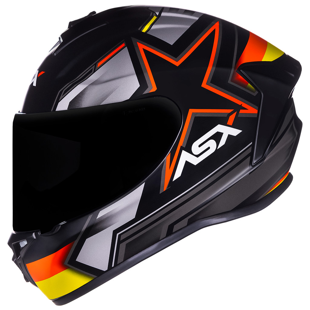 Capacete Asx Draken Pilot Fosco Preto/Vermelho/Amarelo Lançamento Alemanha em Oferta na Shopee