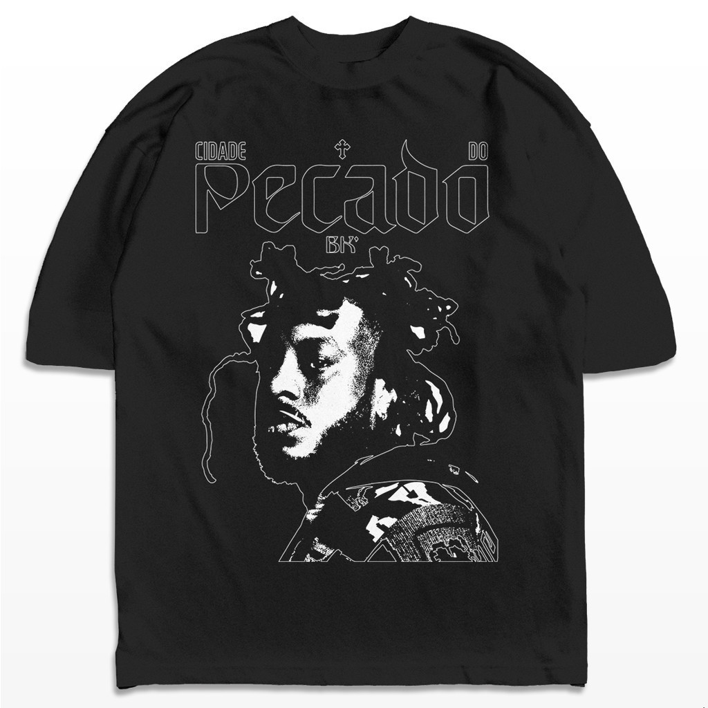 Camiseta Premium em Algodão Puro Camiseta Oversized Bk Cantor Cidade do Pecado Streetwear Harajuku Aesthetic Camisa