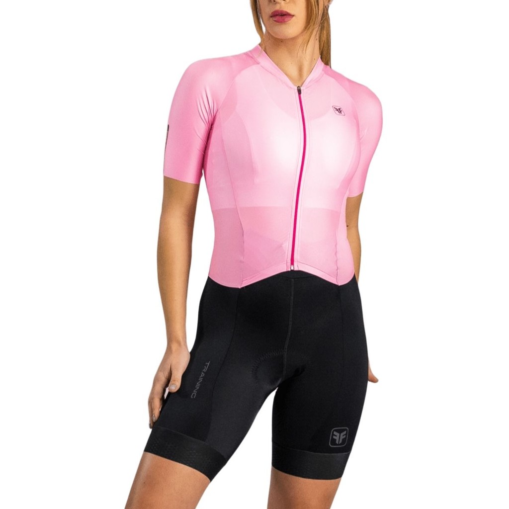 Macaquinho ciclismo feminino Free Force Training Bloom forro Invert Gel original