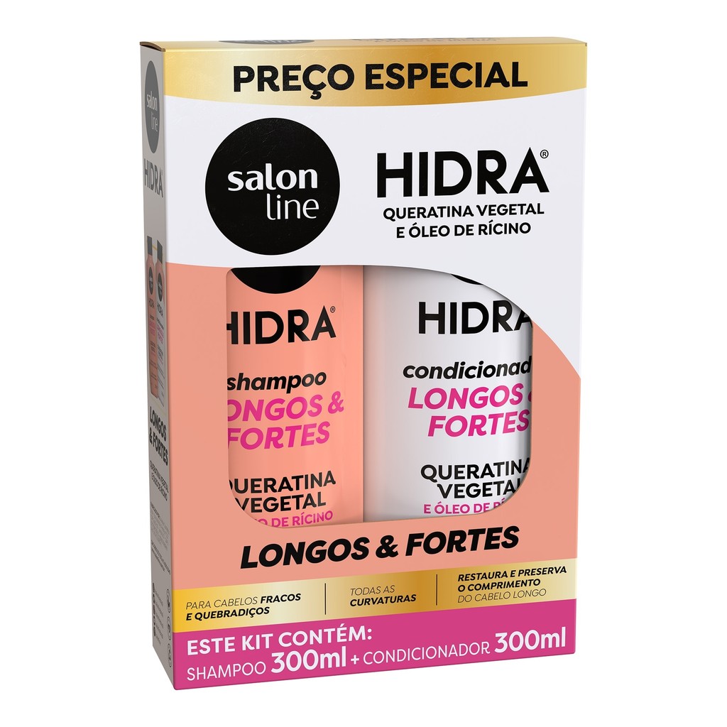 Kit Shampoo e Condicionador Hidra Longos e Fortes 300ml - Beauty