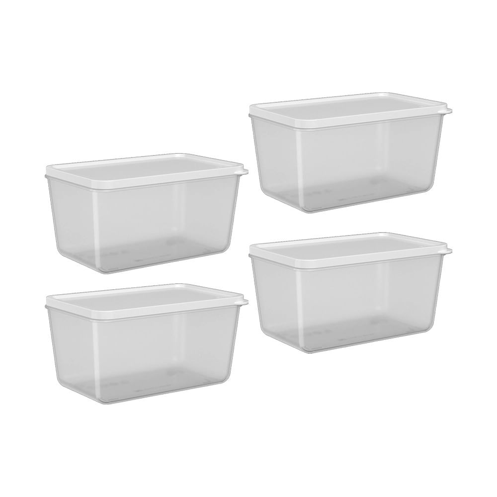 Conjunto de Potes Brinox Basic em Polipropileno Leve 4 Pague 3 Branco 600ml - Home & Living