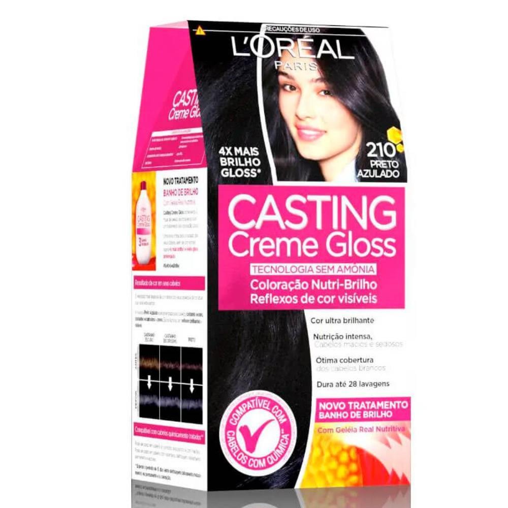 CASTING CREME GLOSS LOREAL TINTURA  PRETO AZULADO 210 em Oferta na Shopee