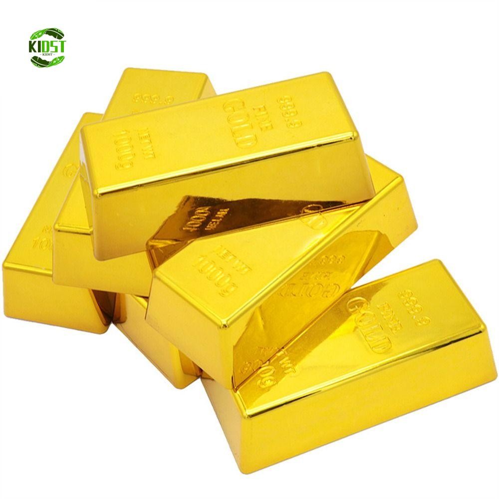 Barra De Ouro Falsa KIDST , Tijolo Dourado Brilhante De Simulação , Barras De Decoração De Mesa Com Peso De Papel Para A