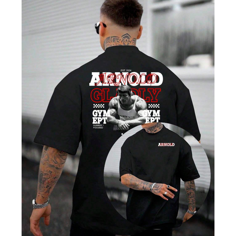 Camiseta Premium em Algodão Puro Camiseta Básica Arnold T-shirt Treino Maromba Fitness Academia Gym