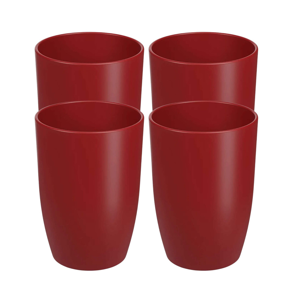 Kit 4 Copos Plásticos de 275ml Vermelho Cozy Brinox para Cozinha e Bebidas