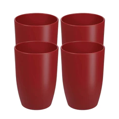 Kit 4 Copos Plásticos de 275ml Vermelho Cozy Brinox para Cozinha e Bebidas