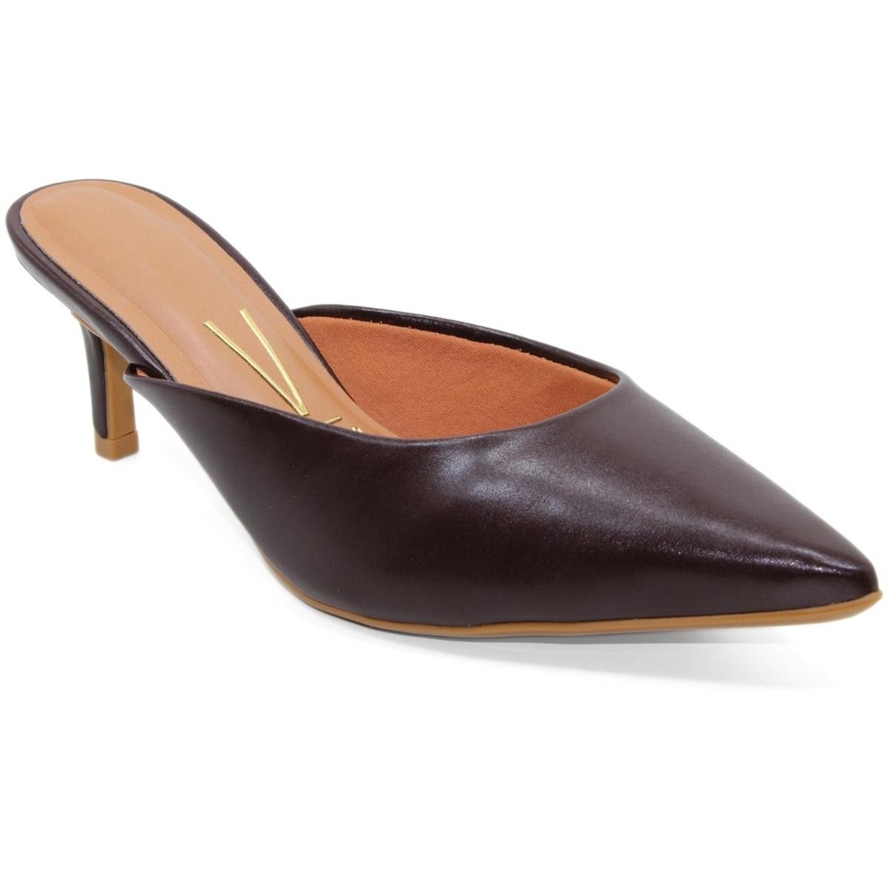 Tamanco Mule Vizzano Bico Fino Salto Baixo - Vinho em Oferta na Shopee