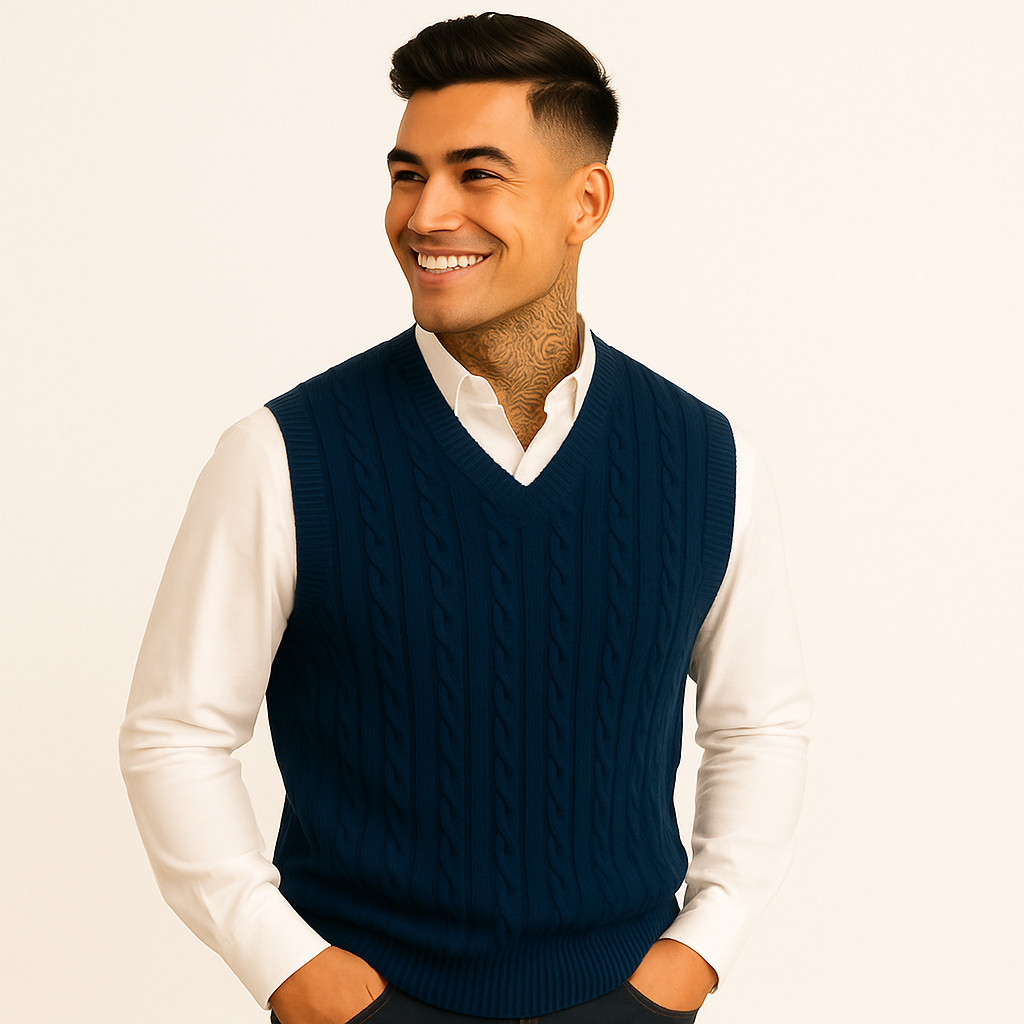 Colete de lã trançado frio sueter moletom masculino - modelo exclusivo