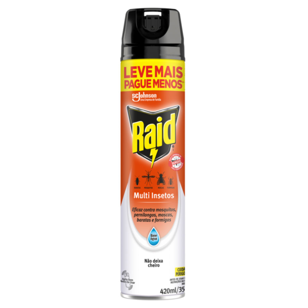 Inseticida Multi Insetos Raid Aerossol Base Água Sem Perfume 420ml Leve Mais Por Menos - Beauty