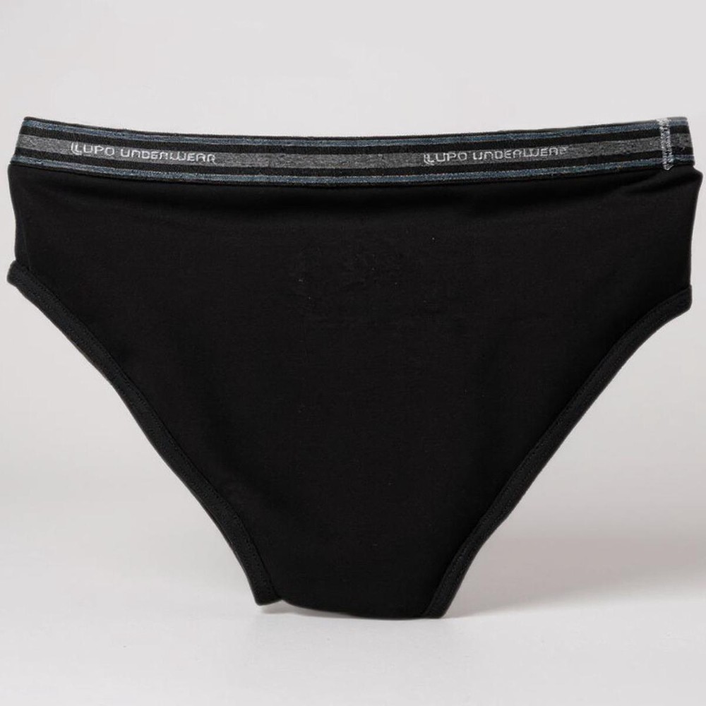 Kit Cueca Slip Lupo Com Elastano 3 Peças - Preto e Cinza